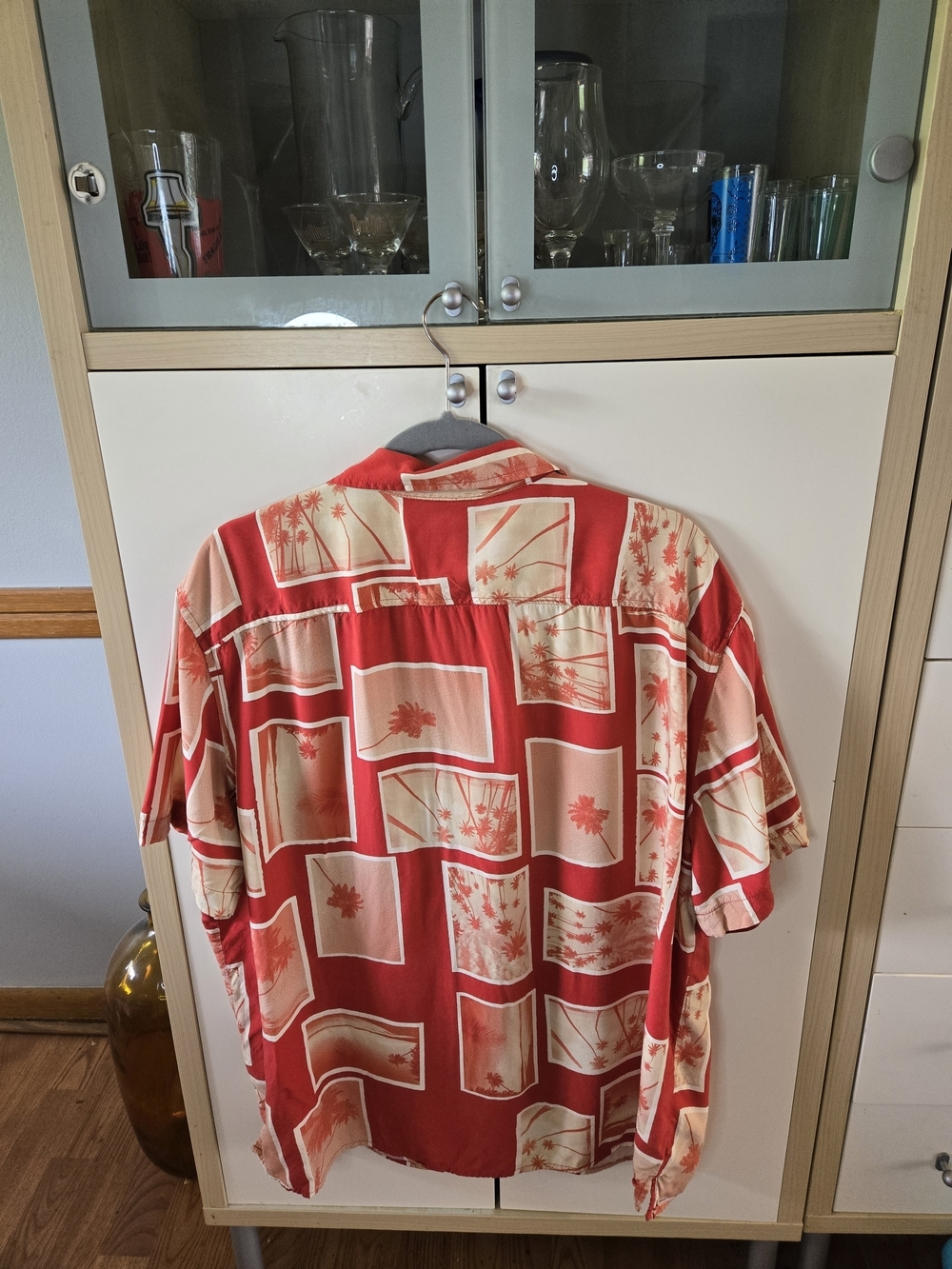Goodfellow & Co Red and Cream Tropical Block Print Camp Shirt - Picture 5 of 5